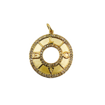 Load image into Gallery viewer, Solid Gold with Diamonds Circle Shape Charm with Love word in the Center