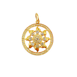 Load image into Gallery viewer, 14K Solid Gold with Diamonds Circle Charm with Sun in the Center. GDP214
