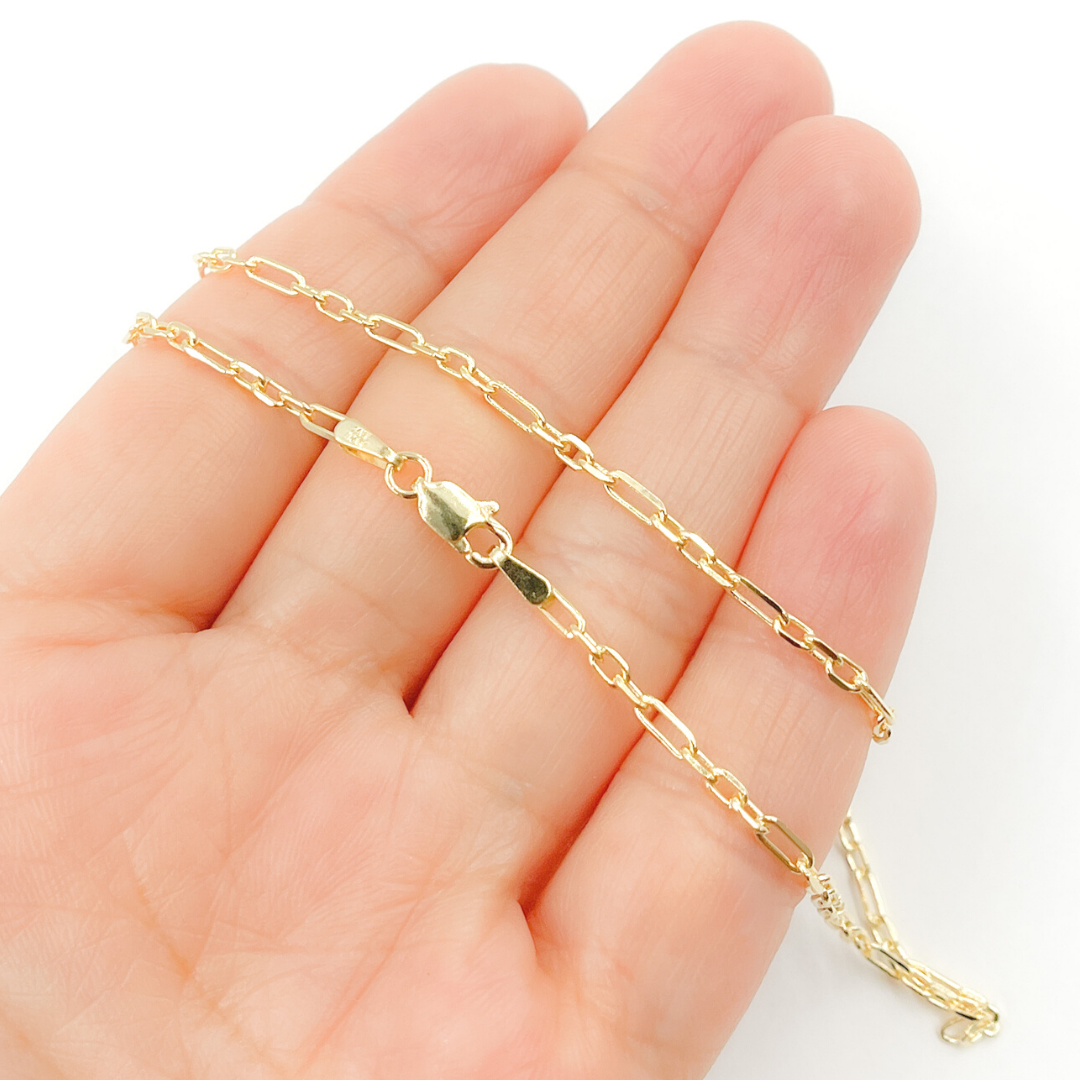 14K Solid Gold Paperclip Long & Short Link Necklace. 06014558FD
