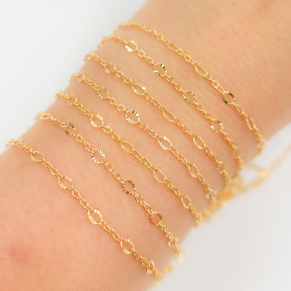 V304GF. 14k Gold Filled Cable and Diamond Cut Marina Link Chain