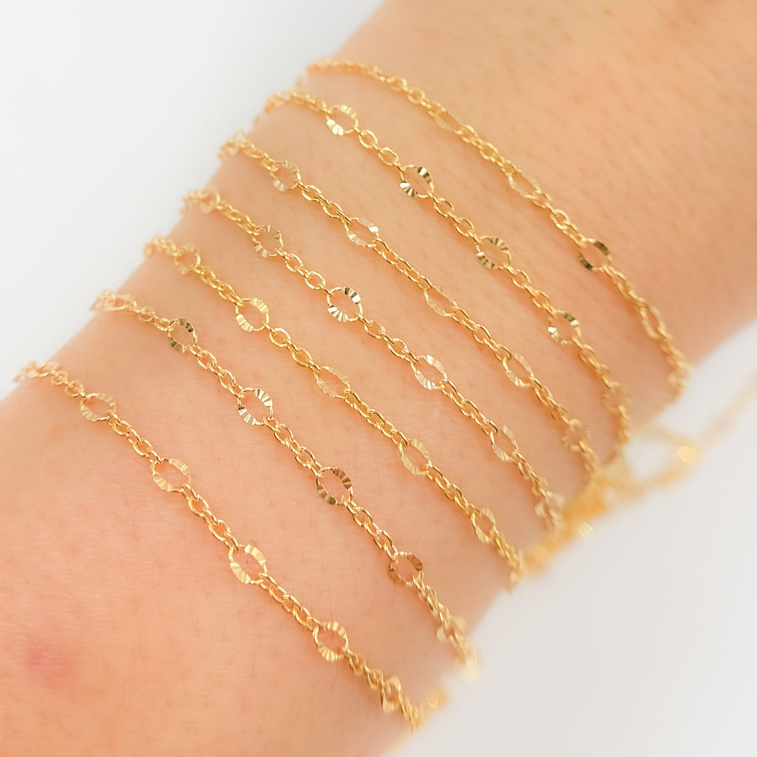 V304GF. 14k Gold Filled Cable and Diamond Cut Marina Link Chain