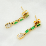 Load image into Gallery viewer, 14k Solid Gold Diamond and Emerald Dangle Rectangle Earrings. EFI51973EM
