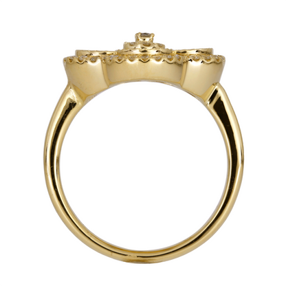 Yellow Gold Diamond Flower Rings