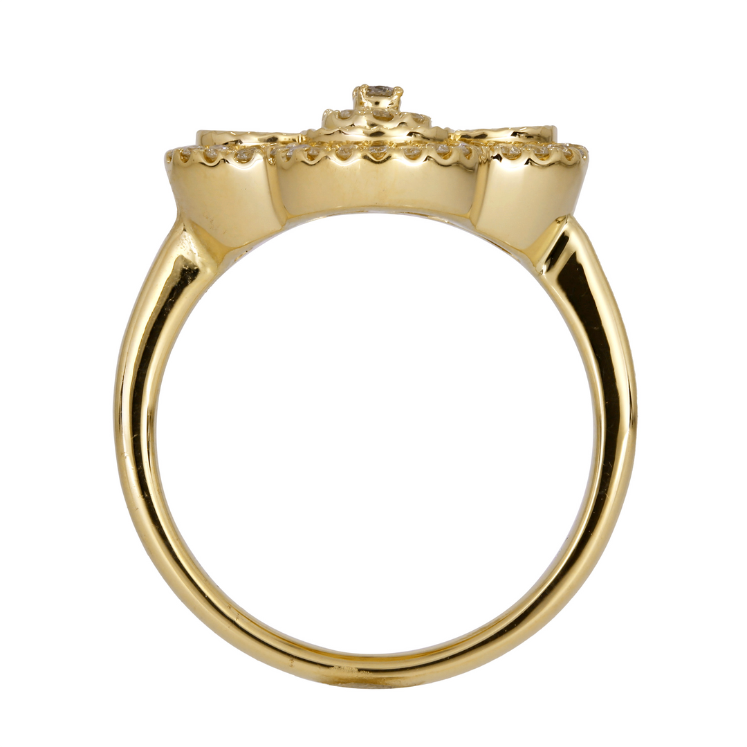 RFF18439. 14K Solid Yellow Gold Diamond Flower Ring