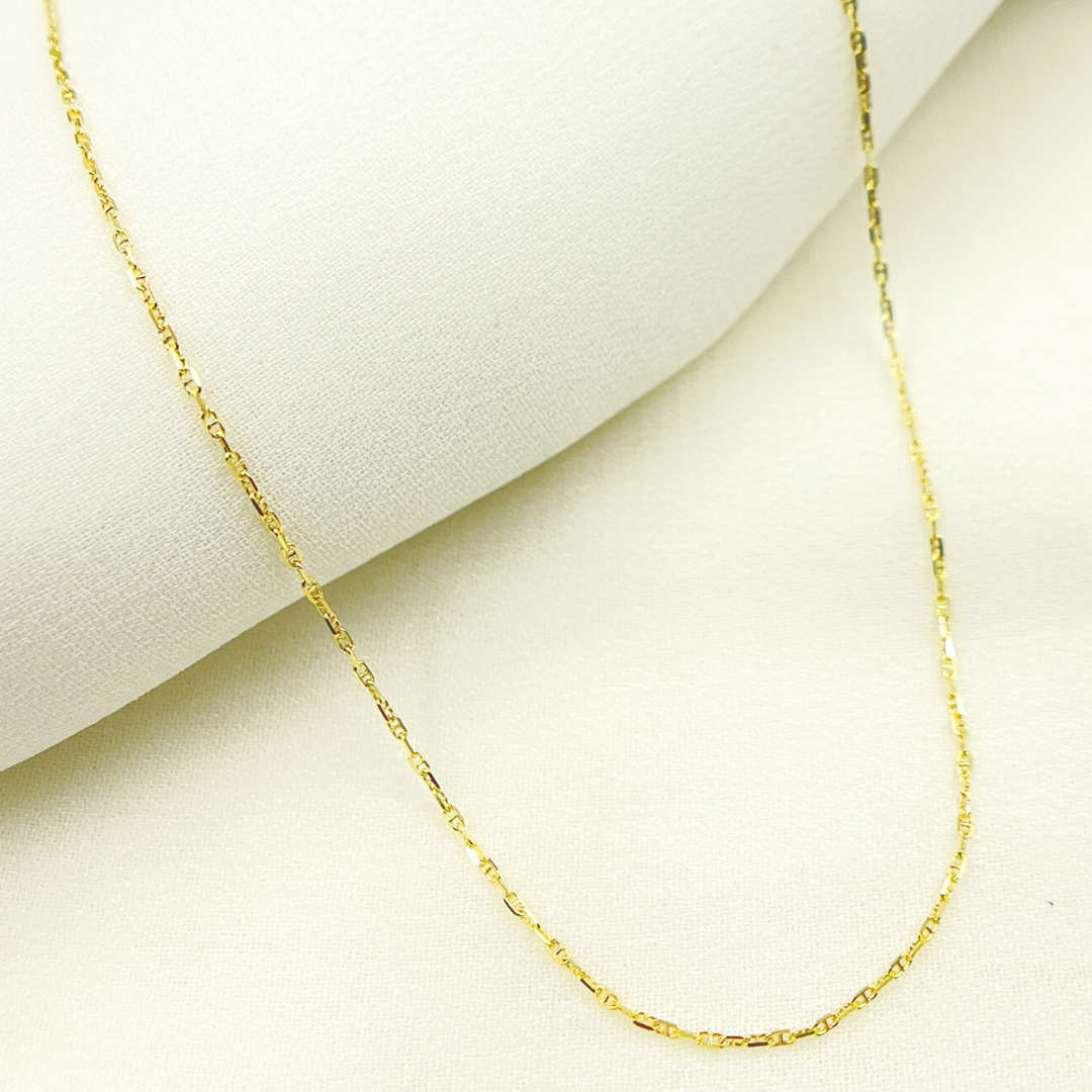 030FLP1T5. 14K Solid Yellow Gold Diamond Cut Marina Link Chain