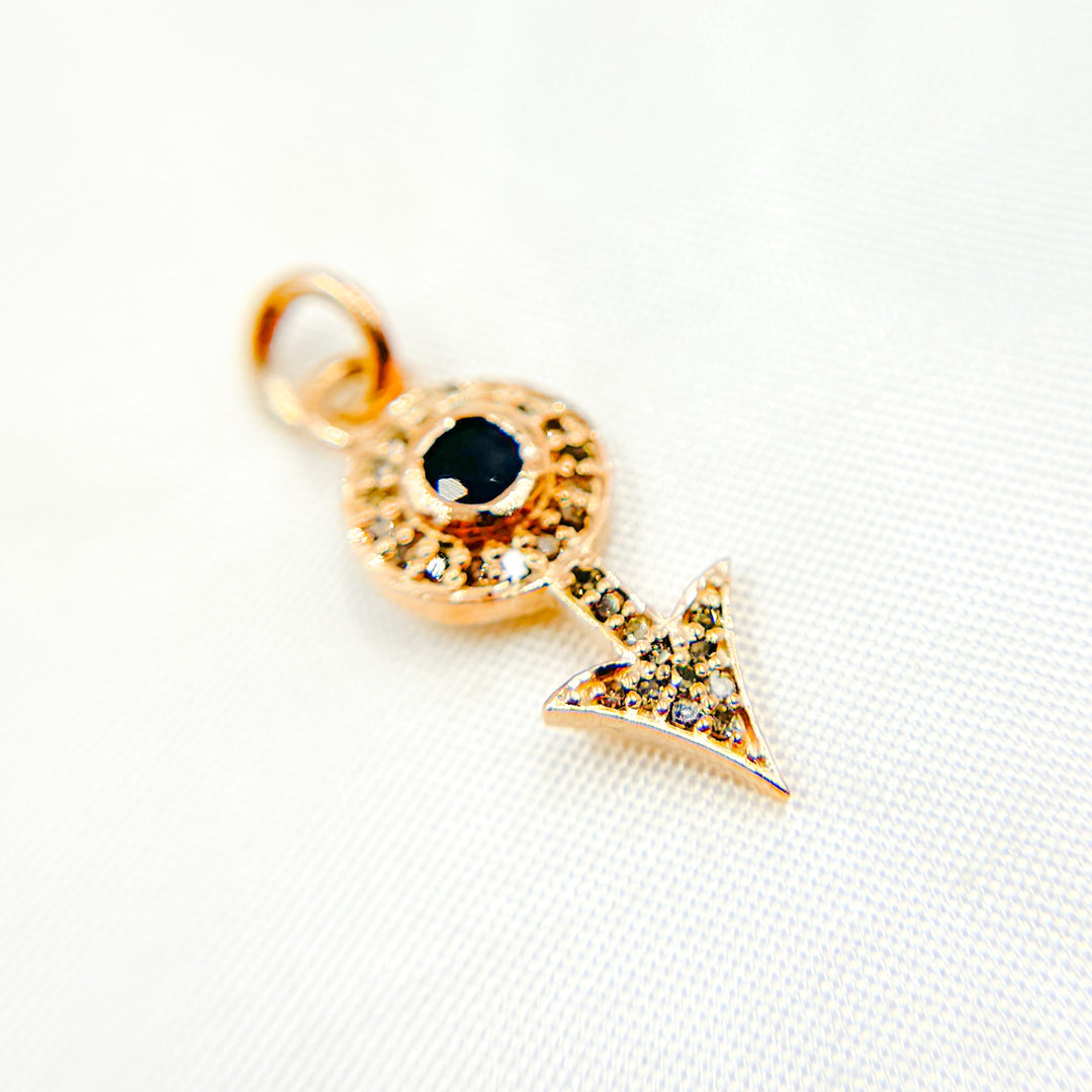 DC364. Diamond Silver Arrow Mini Charm with Gemstone