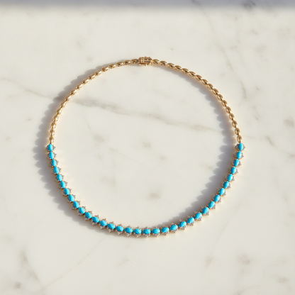 CN96415. 14K Solid Gold Diamond and Gemstone Necklace