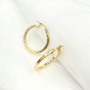 14K Solid Gold Textured Hoop
