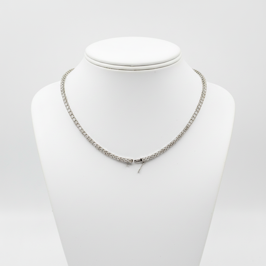 NFS71363. 14K Solid Gold Diamond Tennis Necklace