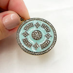 Load image into Gallery viewer, DP440A. Diamond Sterling Silver Round Enamel Pendant
