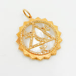 Load image into Gallery viewer, KG306. 14K Solid Gold Round Moon and Stars Pendant