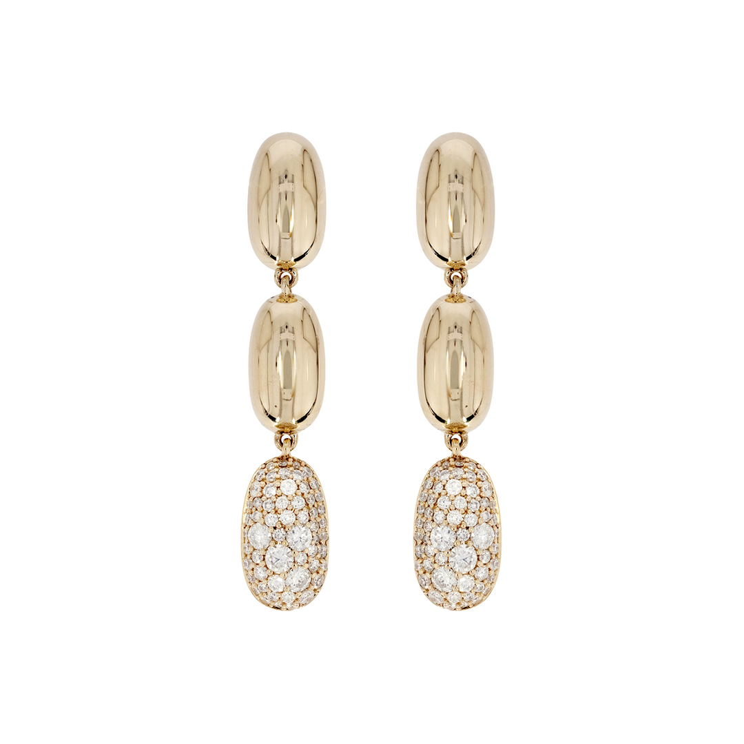 EFL54137. 14K Solid Yellow Gold Diamond Dangle Earrings
