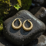 Load image into Gallery viewer, GER176. 14k Yellow Gold Croissant Small Hollow Hoops