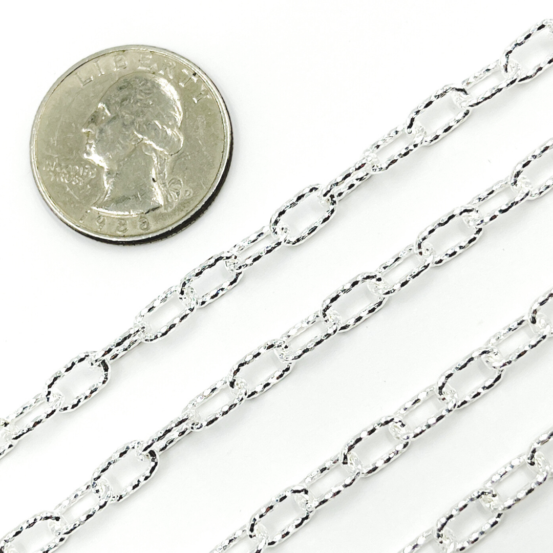 925 Sterling Silver Diamond Cut Paperclip Chain. V137SSDC