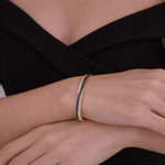 Load image into Gallery viewer, BNN68618B. 14K Solid Gold Blue Sapphire and Diamonds Twisted Bangle
