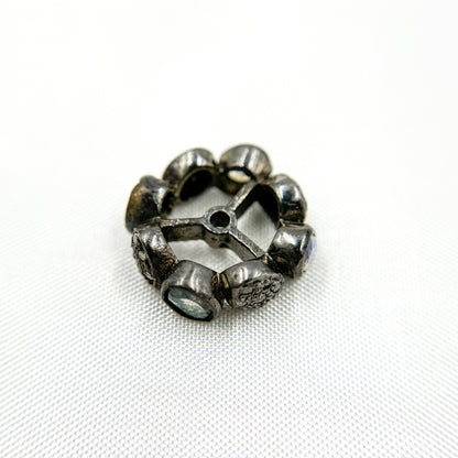 DC748. Diamond Sterling Silver Spacer Bead with Gemstone