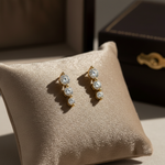 Load image into Gallery viewer, EFC54157. 14K Solid Gold Diamond Bar Stud Earrings