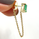 Load image into Gallery viewer, 14K Gold Emerald Rectangle Chain Earrings. EFI52161EM
