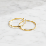 Load image into Gallery viewer, GER73. 14K Gold Diamond Cut Hollow Hoop Earrings