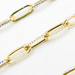 Load image into Gallery viewer, Z113GS. Two Tone Sterling Silver and Gold Plated Paperclip Textured Chain