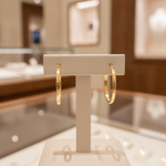 Load image into Gallery viewer, GER161. 14K Solid Gold Hollow Flat Diamond Cut Hoop