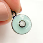 Load image into Gallery viewer, DC1019A. Diamond Sterling Silver Round Enamel Charm with Gemstone
