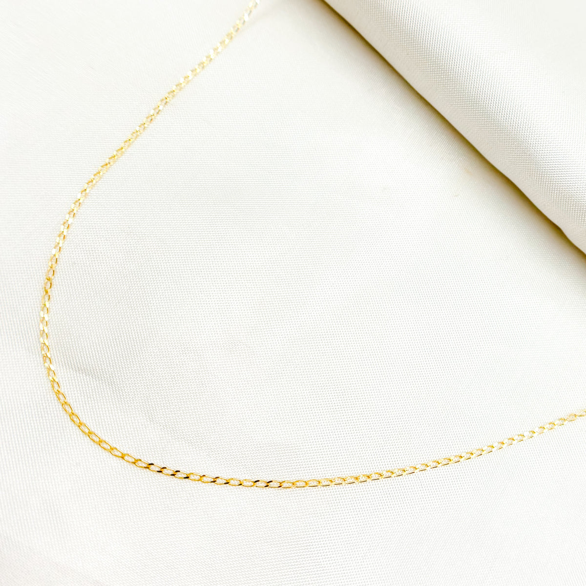 14K Solid Gold Flat Cable Link Chain