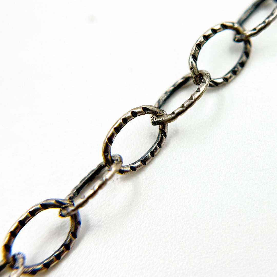 2207AOX. Oxidized Sterling Silver Twisted Cable Oval Link Chain