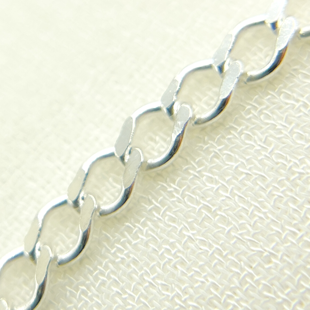 925 Sterling Silver Miami Flat Curb Link Chain. Z88SS