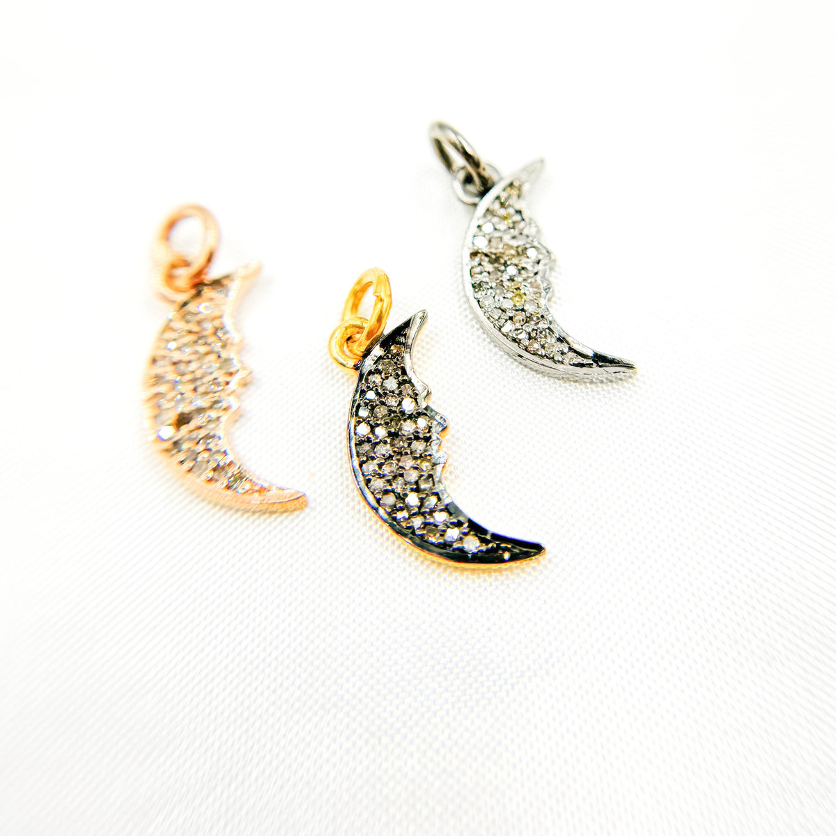 Diamond Sterling Silver Moon Charm