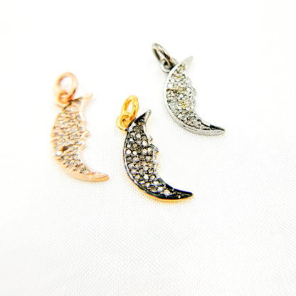Diamond Sterling Silver Moon Charm