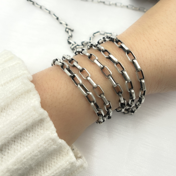 Oxidized 925 Sterling Silver Smooth Box Chain