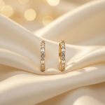 Load image into Gallery viewer, EHF57616. 14k Solid Yellow Gold Diamond Huggie Hoop Earrings