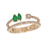 Load image into Gallery viewer, 14k Solid Gold Diamond and Emerald Spiral Ring. CR96470EM4X3
