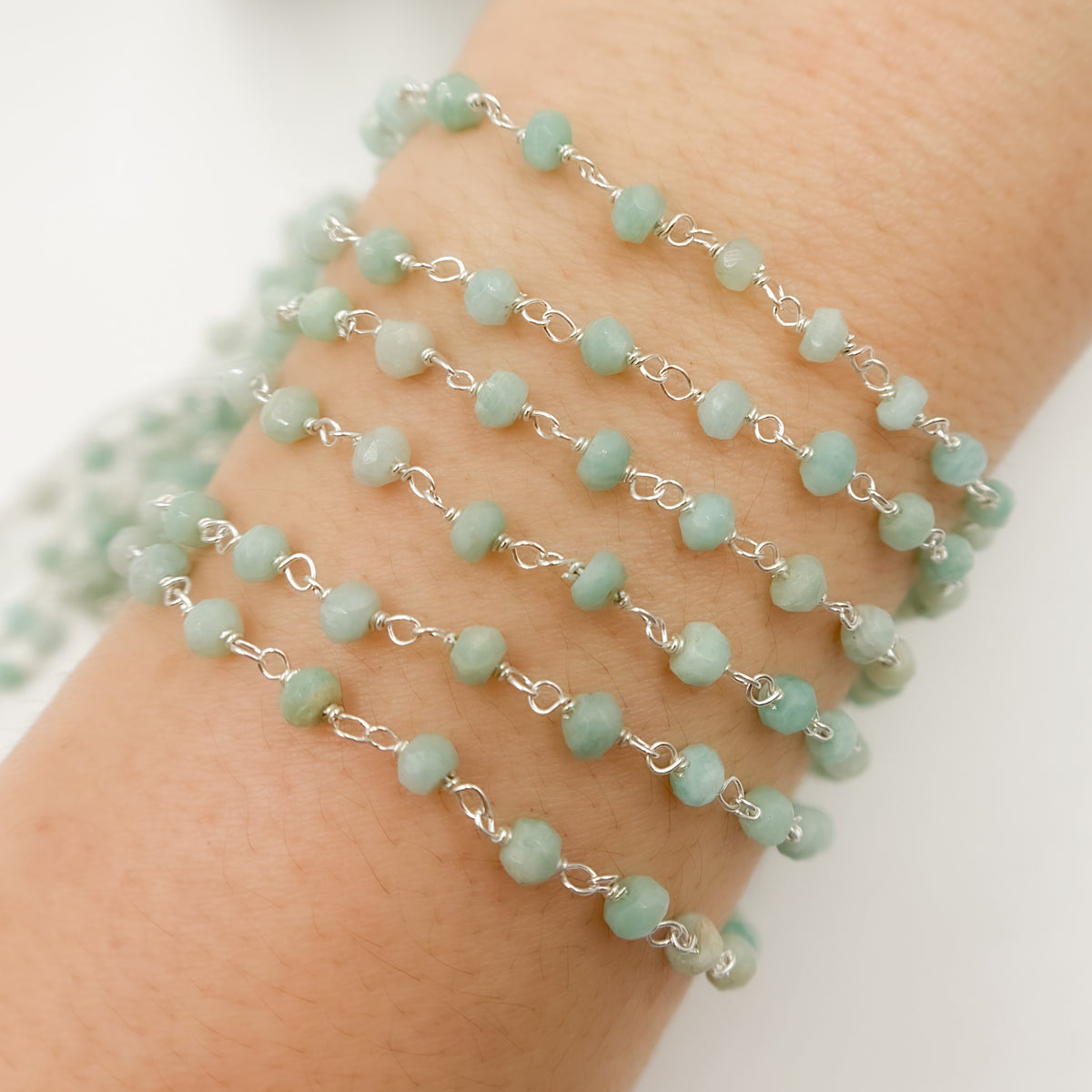 Shop  Amazonite White Sterling Silver Wire Chain
