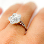 Load image into Gallery viewer, RN414040. 14k Solid Gold Diamond Flower Ring
