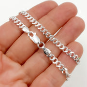 Sterling Silver Curb Monaco Necklace