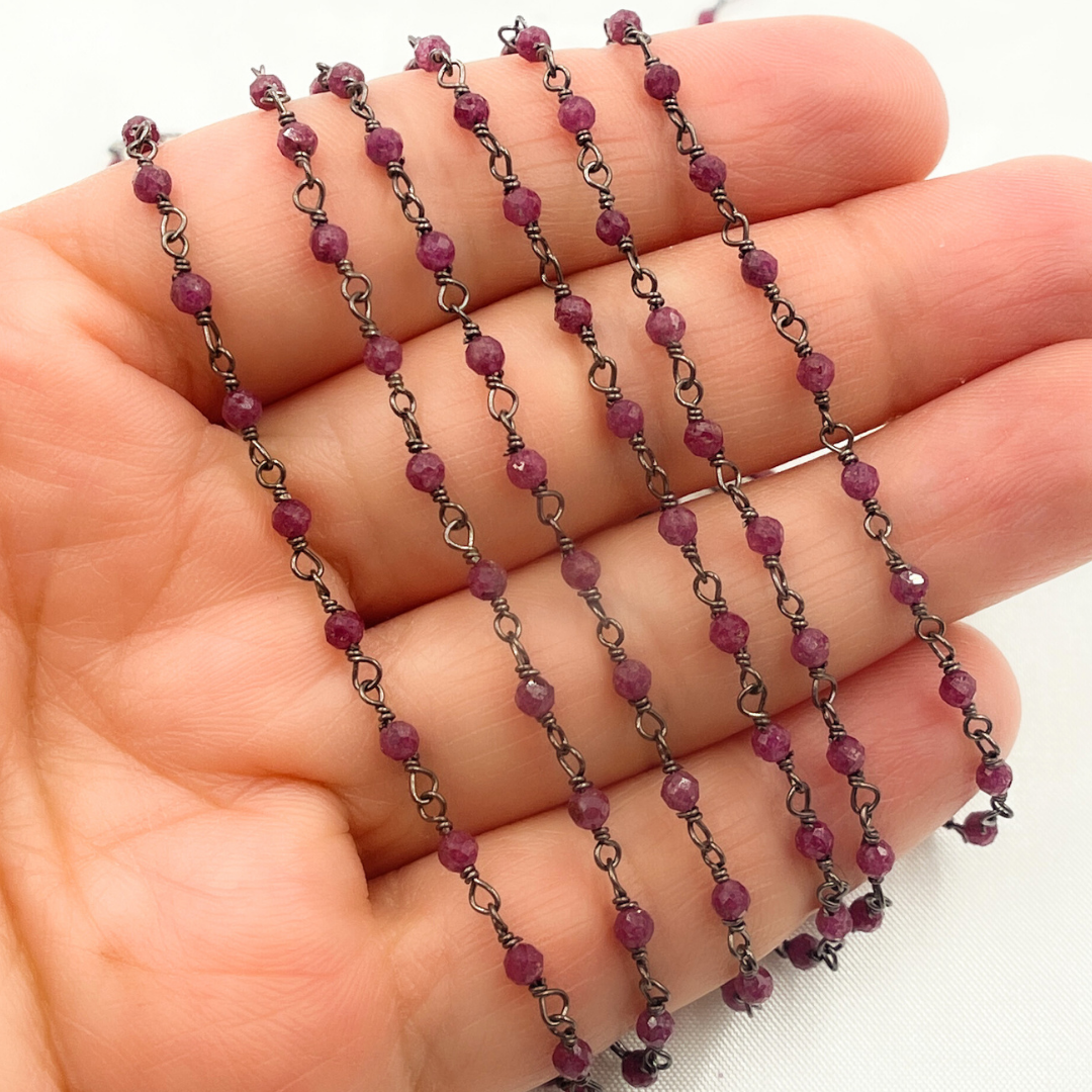 Ruby Rapper Chain RUB5. Dyed Ruby Wire Wrap Chain
