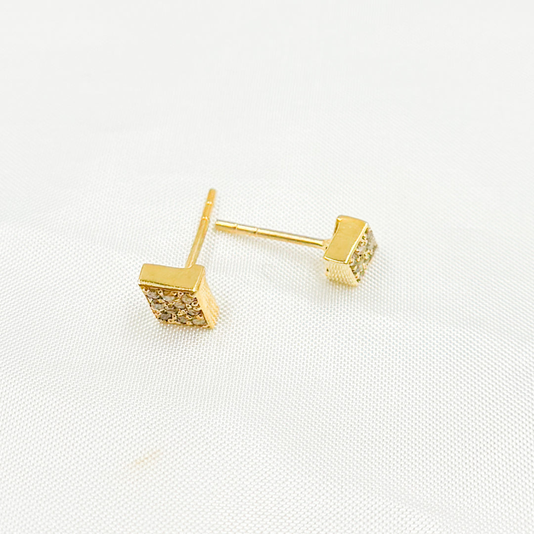 DE045. Diamond Sterling Silver Rhomb Studs