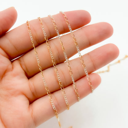 1653CTT.  Gold Filled and Sterling Silver Long and Short Link Chain