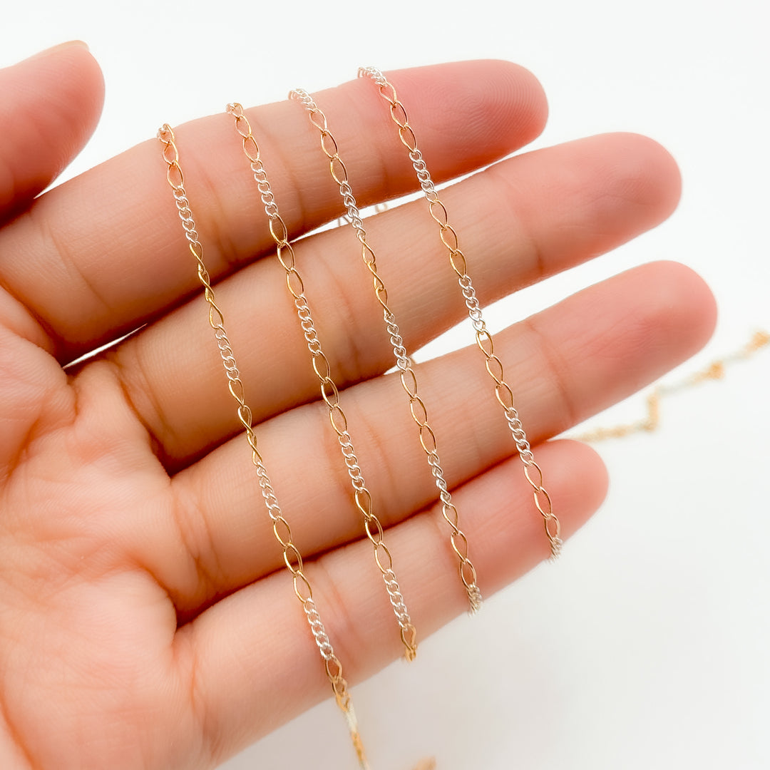 1653CTT.  Gold Filled and Sterling Silver Long and Short Link Chain