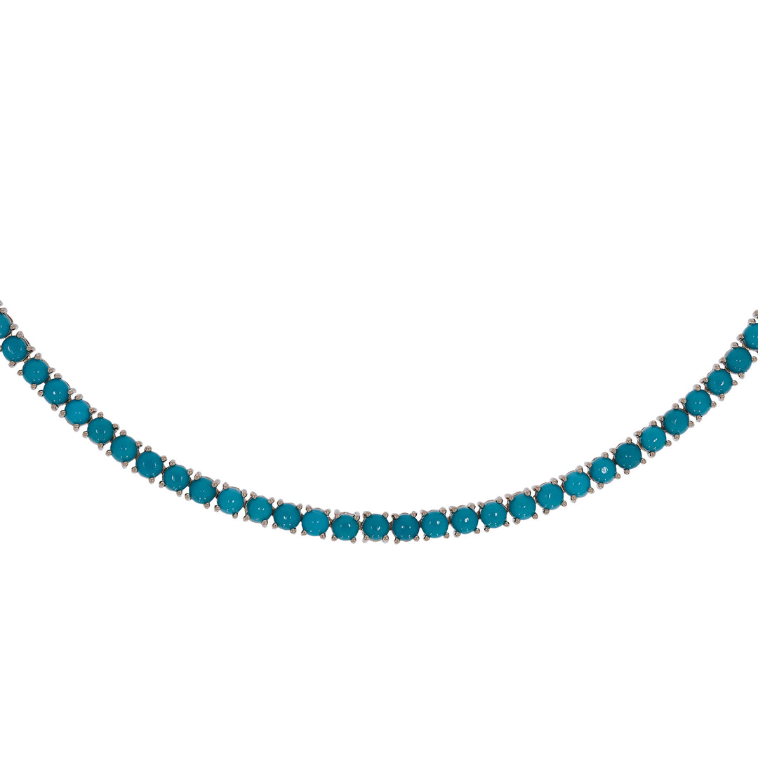 NFZ72587TQ. 14K Solid Gold Turquoise Fancy Necklace