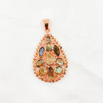 Load image into Gallery viewer, DSP043. Diamond Sterling Silver Drop Pendant with Gemstones
