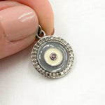 Load image into Gallery viewer, DC233A. Diamond Sterling Silver Round Enamel Charm with Gemstone
