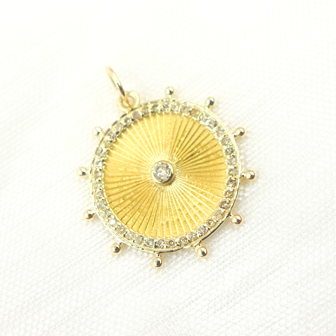 14K Solid Gold Diamond Circle Charm. GDP446