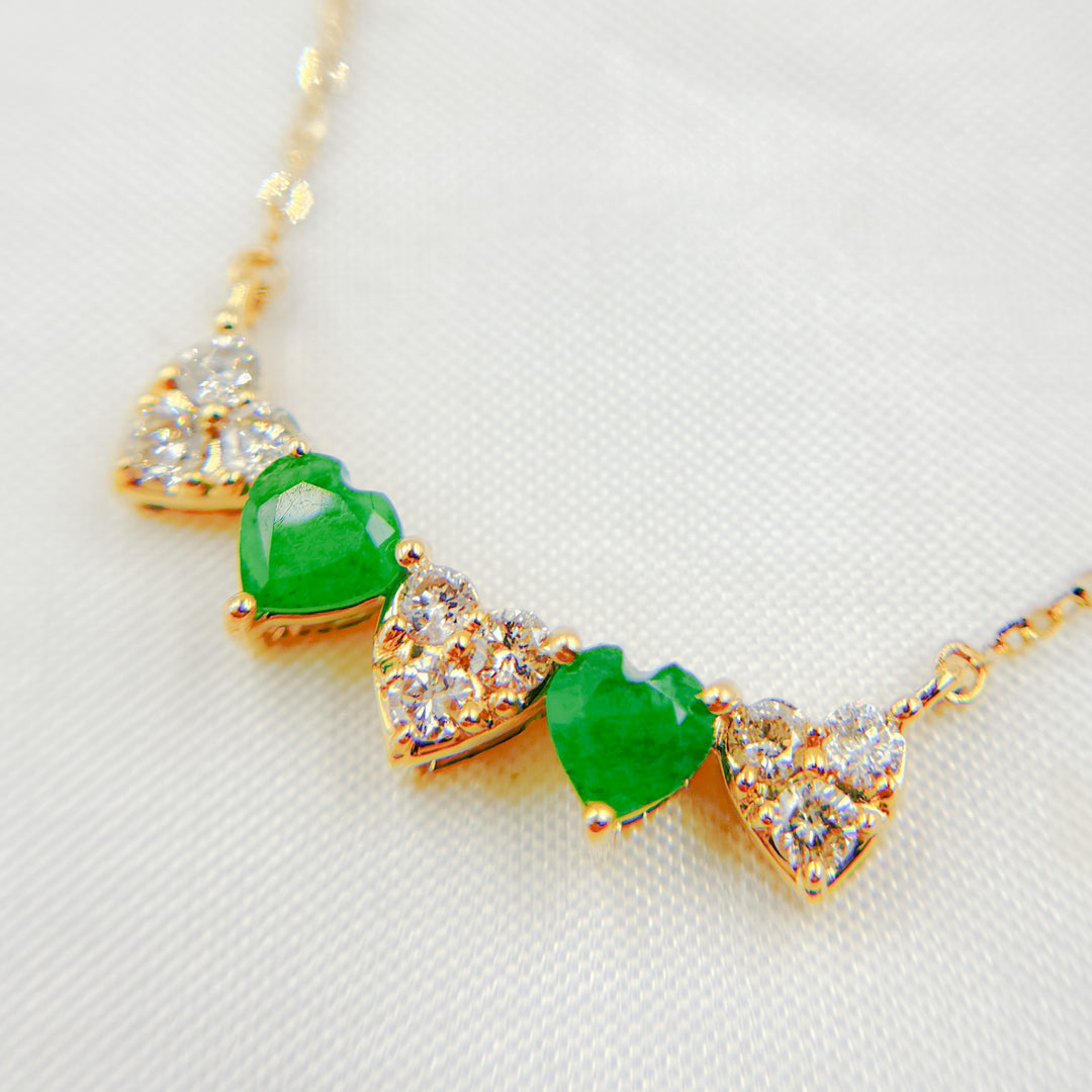 14K Solid Gold Diamond and Gemstone Hearts Necklace. CN96340