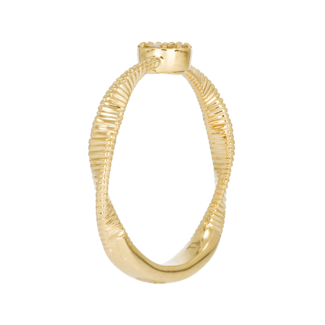 14K Solid Gold Cut Diamond Wave Ring. MRN00842