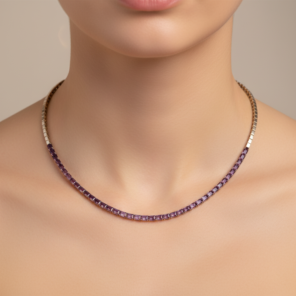 CN97277PS5X3. 14K Solid Gold Pink Sapphire Gemstone Necklace