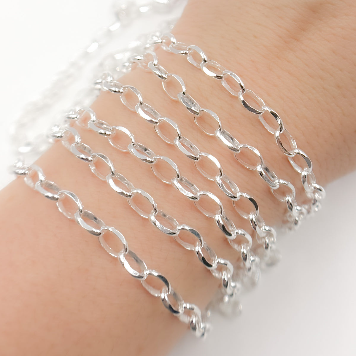 Sterling Silver Oval Diamond Chain