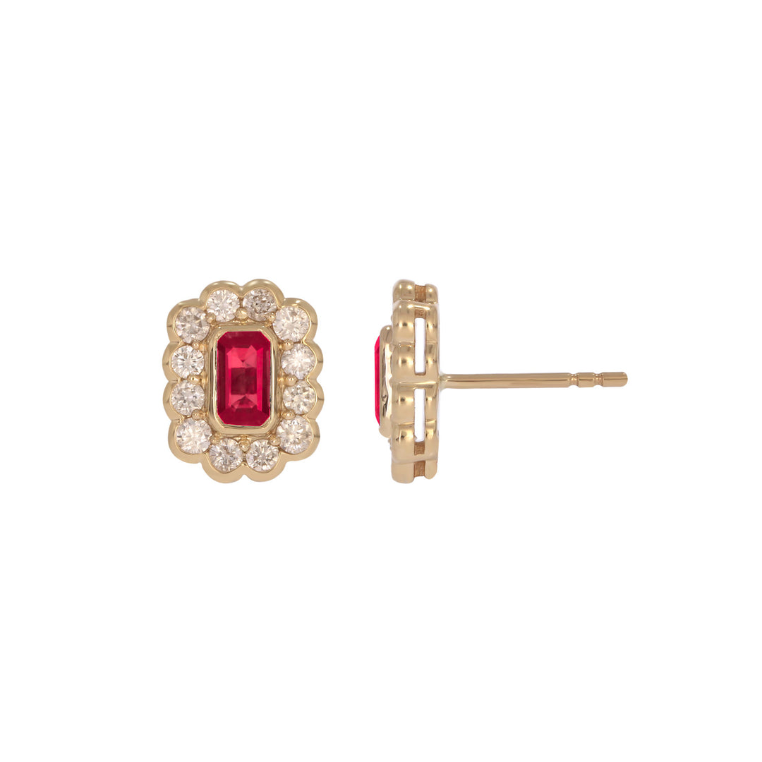 EFI54128. 14k Solid Gold Diamond and Gemstone Studs Earrings